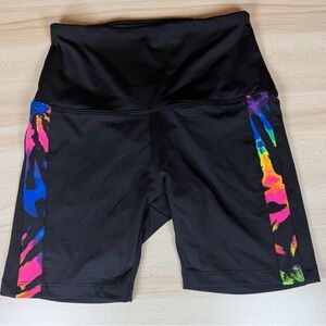 PINK Victoria's Secret Black Bike Shorts with Multicolor Accents